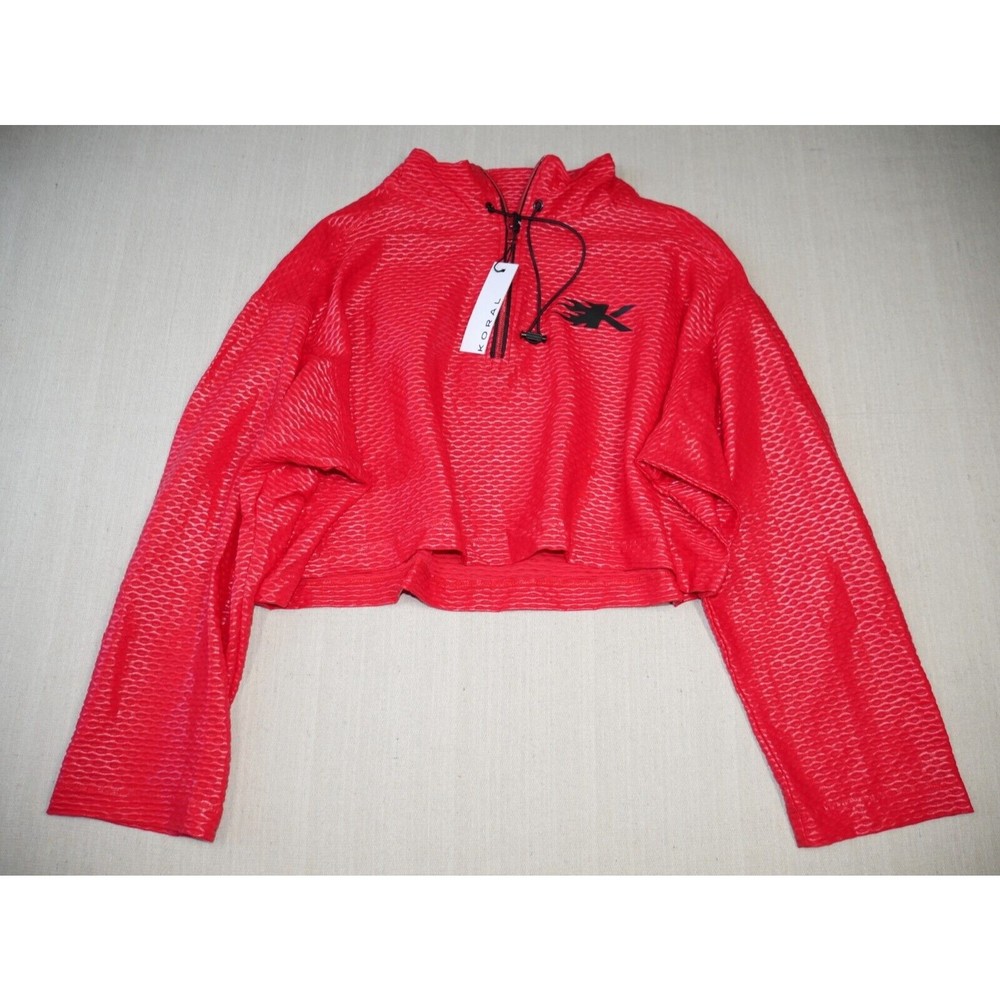 Koral Red Cropped Hooded Sweater